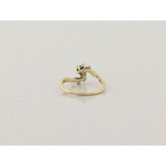 14k Yellow Gold Natural Emerald & Diamond Ring Size 8 1/2 - Picture 7 of 7